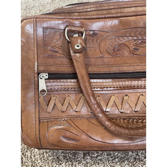 Force Ten Vintage Leather Hand Tooled Handbag - Picture 2 of 8